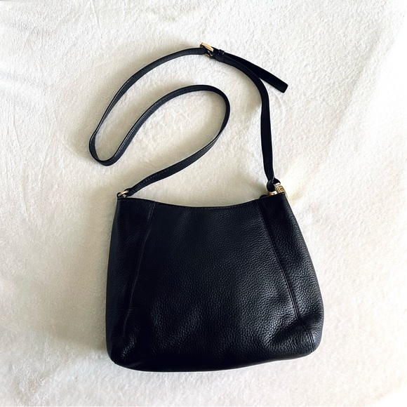 Michael Kors Black Leather Bag w Gold MK - Picture 1 of 9